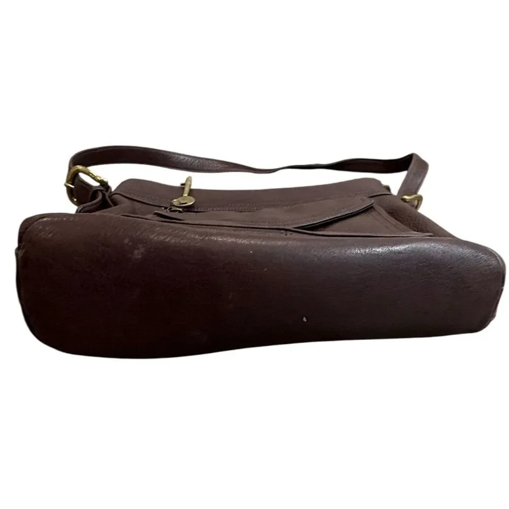 Fossil Leather Shoulder Bag Brown Style 75082 Key Charm Adjustable Strap